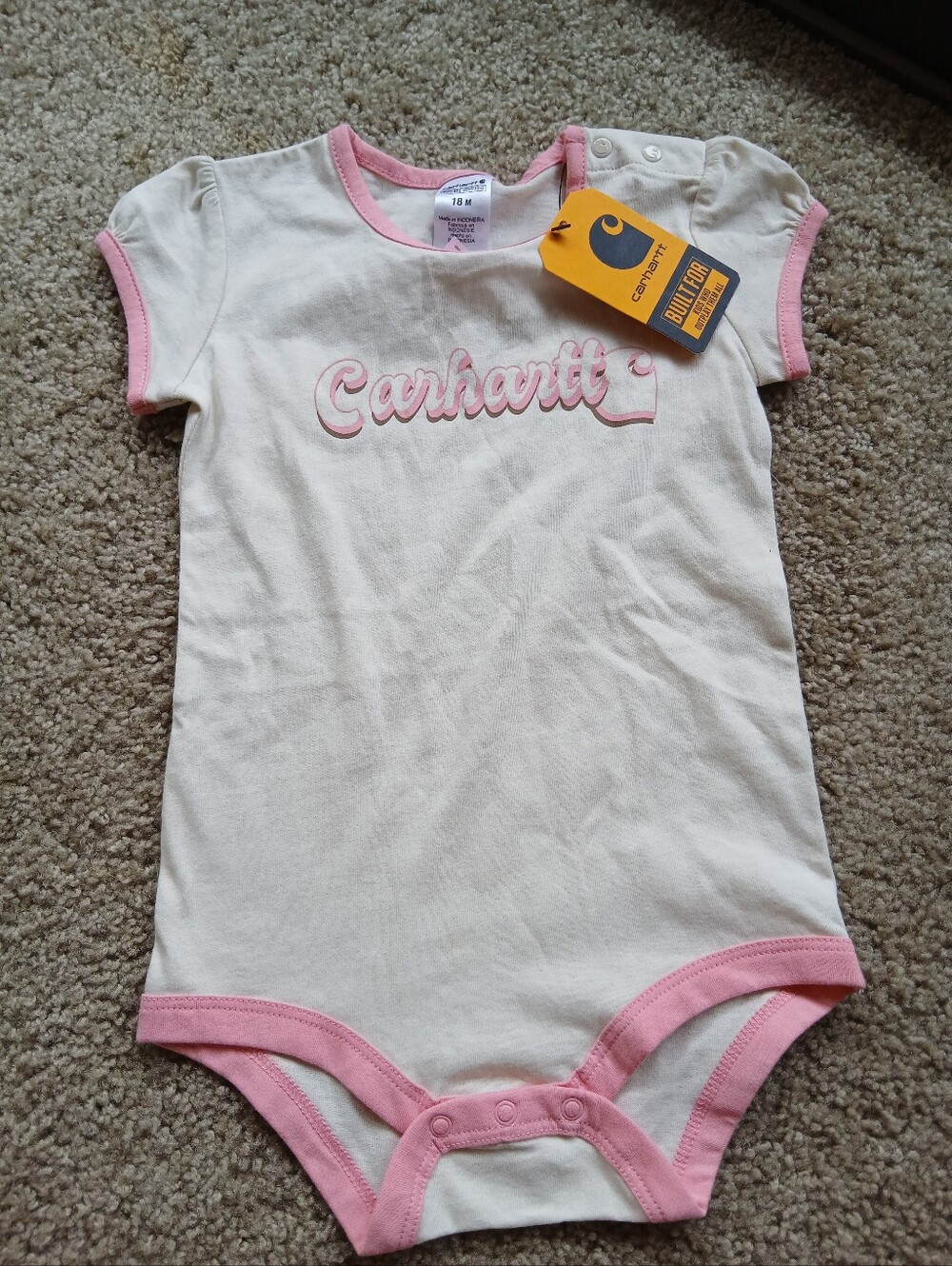 NWT Carhartt One-Piece Bodysuit with Pink Trim Onesie